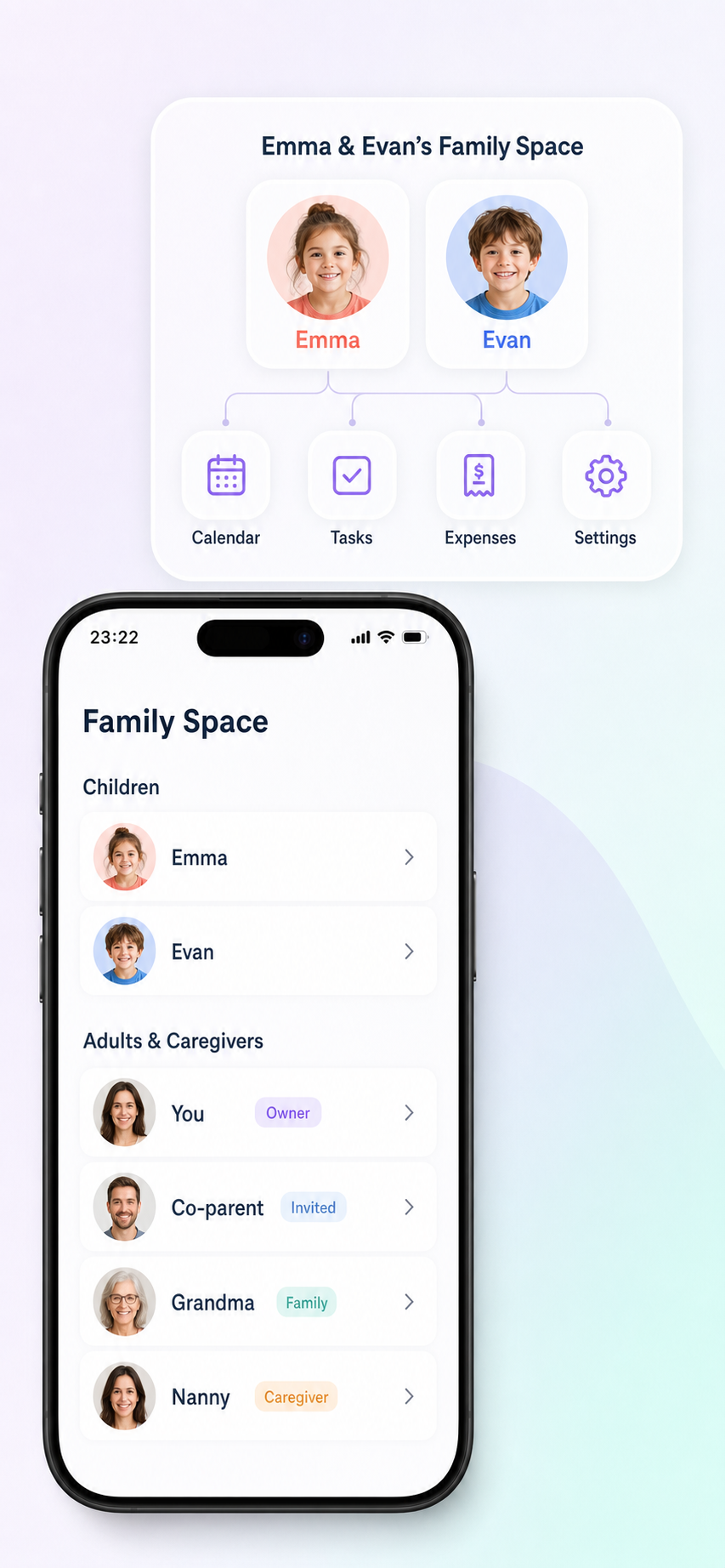 Child profiles screen in Hando app