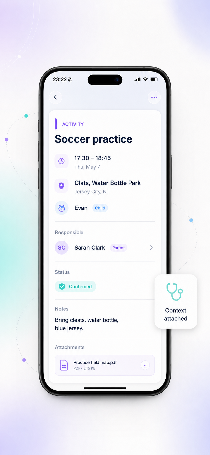 Context where it belongs screen in Hando app