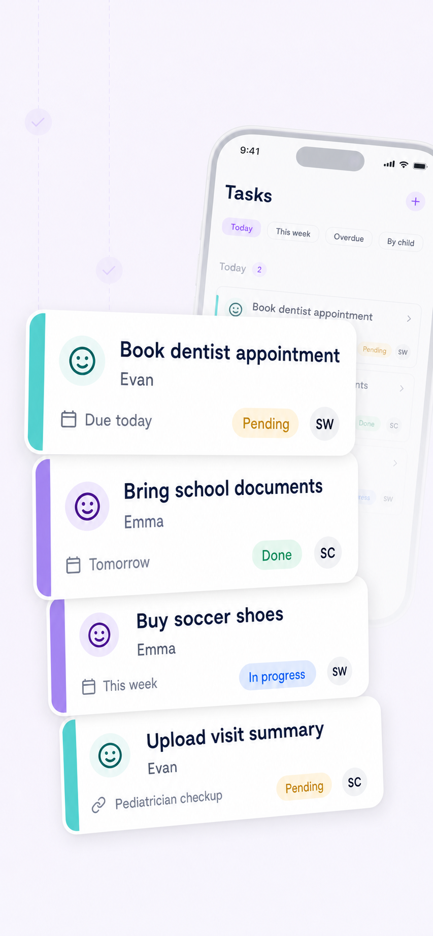 Tasks with ownership screen in Hando app